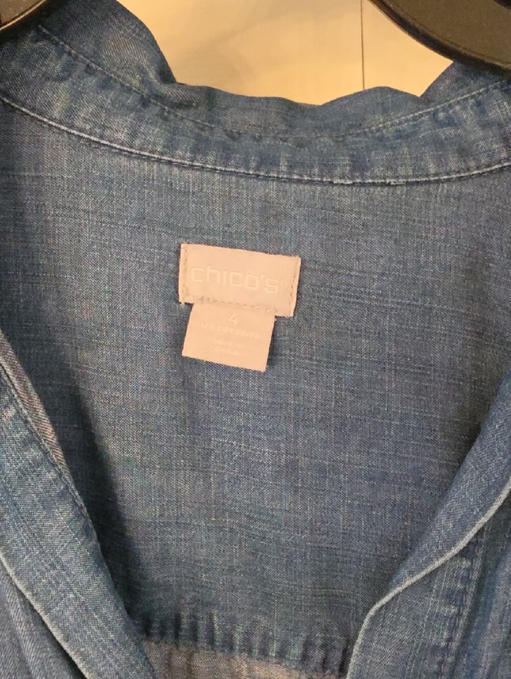 Chico's Chambray Button-Up Shirt in Medium Blue - Picture 2 of 4